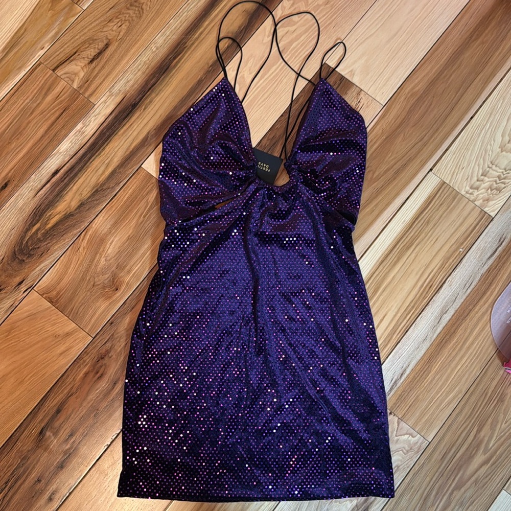 ZARA Sequin 'Festive Days' Strappy Cut Out Mini Dress